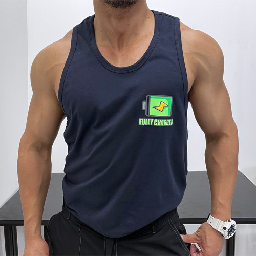 純棉！微廓形優良成衣全棉寬松背心無袖T恤肌肉男健身修身小清新