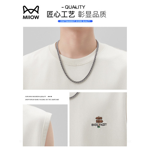 貓人美式潮牌坎肩背心男2025夏季寬松無袖打底衫運動健身短袖T恤