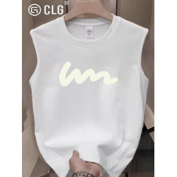 香港CLG潮牌夏季背心男女款外穿重磅無袖t恤純棉寬松圓領簡約坎肩