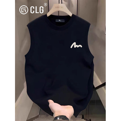 香港CLG潮牌夏季背心男女款外穿重磅無袖t恤純棉寬松圓領簡約坎肩