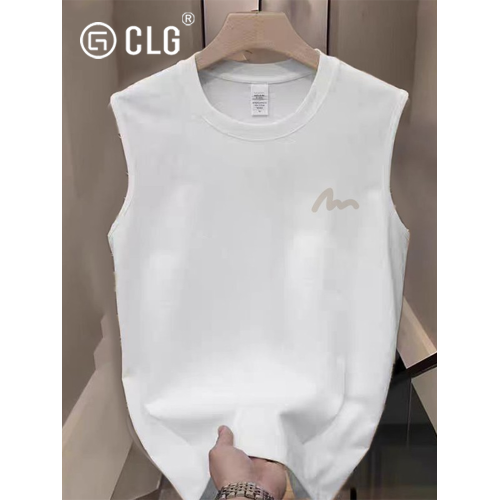 香港CLG潮牌夏季背心男女款外穿重磅無袖t恤純棉寬松圓領簡約坎肩