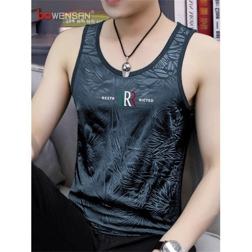 冰絲背心男士無袖t恤2025新款夏季速乾透氣健身運動坎肩上衣男款