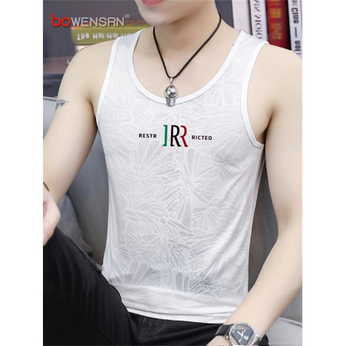 冰絲背心男士無袖t恤2025新款夏季速乾透氣健身運動坎肩上衣男款