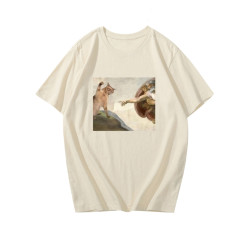 上帝之手T恤油畫短袖惡搞貓貓咪半袖衫神話背心體恤打底衫上衣服