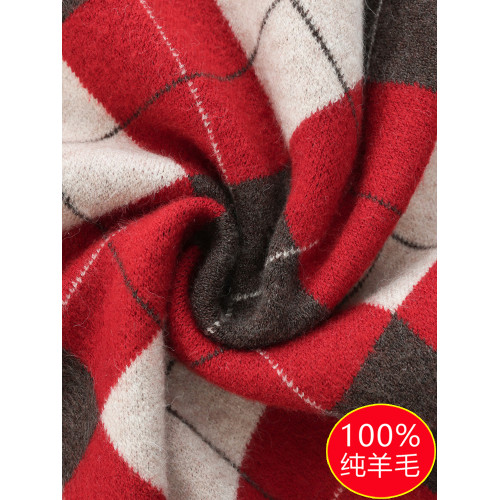 半高領女士毛衣100純羊毛衫秋冬打底衫菱形格子上衣內搭針織衫厚