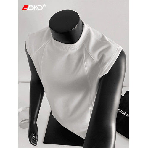 液氨太空棉運動背心男士無袖t恤2025新款夏季美式坎肩小領口男款