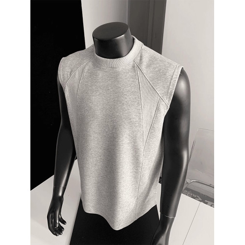 液氨太空棉運動背心男士無袖t恤2025新款夏季美式坎肩小領口男款