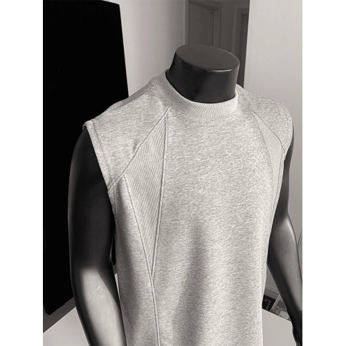 液氨太空棉運動背心男士無袖t恤2025新款夏季美式坎肩小領口男款