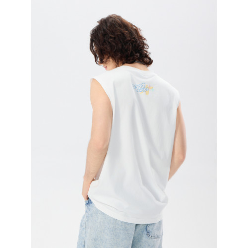 LAMLICKA白色坎肩背心男夏季ins美式休閒打底衫寬松無袖t恤可外穿