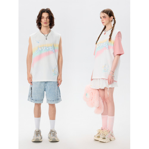 LAMLICKA白色坎肩背心男夏季ins美式休閒打底衫寬松無袖t恤可外穿