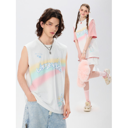 LAMLICKA白色坎肩背心男夏季ins美式休閒打底衫寬松無袖t恤可外穿