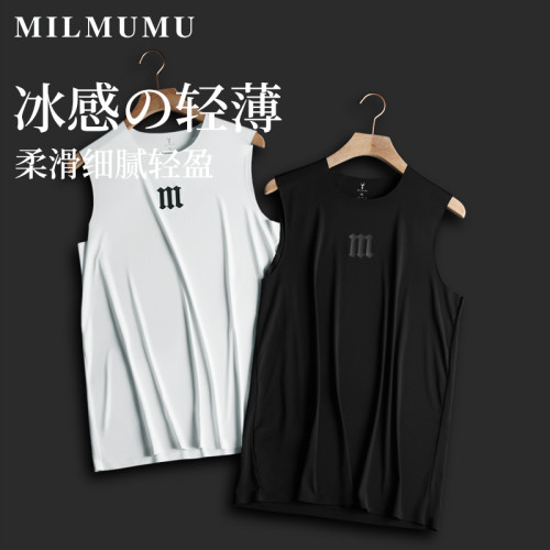 老客苾入!涼感科技面料!無痕壓膠!男薄款圓領冰絲背心無袖上衣 老客苾入!涼感科技面料!無痕壓膠!男薄款圓領冰絲背心無袖上衣