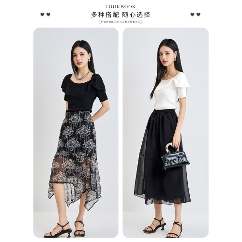 vilan/慧蘭針織衫女2025夏季新款通勤顯瘦方領短袖打底衫上衣