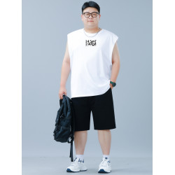 大碼背心運動套裝男2025夏季新款坎肩無袖t恤加肥加大寬松短褲潮