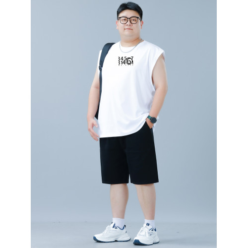 大碼背心運動套裝男2025夏季新款坎肩無袖t恤加肥加大寬松短褲潮