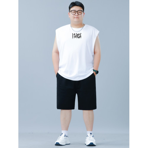 大碼背心運動套裝男2025夏季新款坎肩無袖t恤加肥加大寬松短褲潮