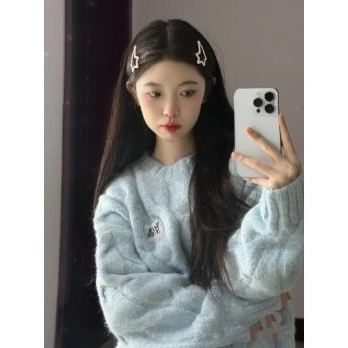 麻花毛衣女冬奶fufu寬松軟糯高中初中學生加絨加厚大童針織打底衫