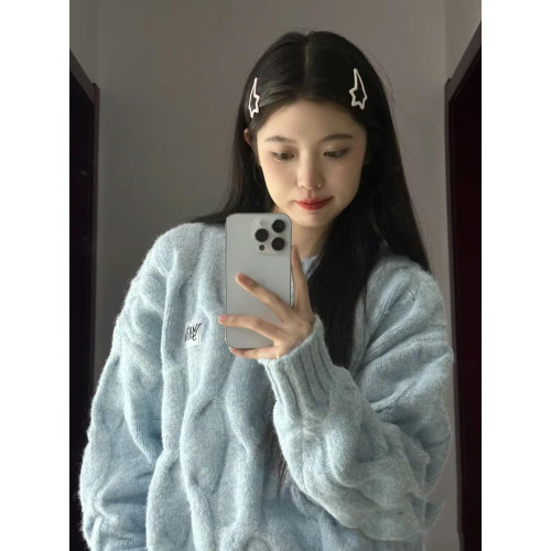 麻花毛衣女冬奶fufu寬松軟糯高中初中學生加絨加厚大童針織打底衫