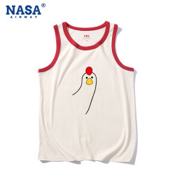 NASA潮牌叮咚雞搞笑趣味純棉無袖背心t恤男女夏季寬松坎肩上衣潮