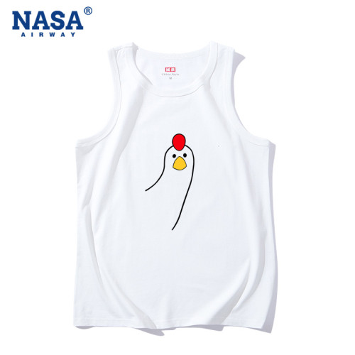 NASA潮牌叮咚雞搞笑趣味純棉無袖背心t恤男女夏季寬松坎肩上衣潮