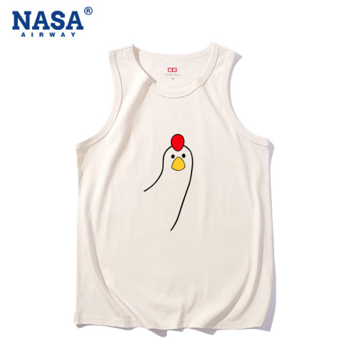 NASA潮牌叮咚雞搞笑趣味純棉無袖背心t恤男女夏季寬松坎肩上衣潮
