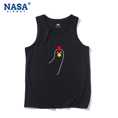 NASA潮牌叮咚雞搞笑趣味純棉無袖背心t恤男女夏季寬松坎肩上衣潮