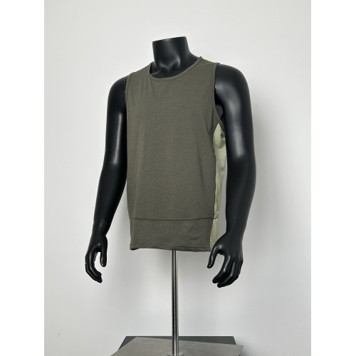 NATCODE 美式潮牌輕量化160g拼接無袖運動背心男女寬松休閒T恤