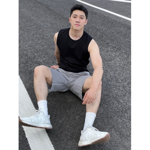 烏素mirror 基礎單穿純色簡約休閒運動純棉無袖坎肩t恤男夏季背心