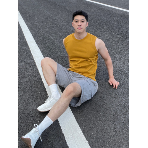 烏素mirror 基礎單穿純色簡約休閒運動純棉無袖坎肩t恤男夏季背心