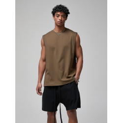 美式復古高街無袖坎肩寬肩速乾籃球運動健身涼感無袖T恤背心男潮