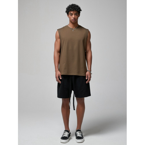 美式復古高街無袖坎肩寬肩速乾籃球運動健身涼感無袖T恤背心男潮