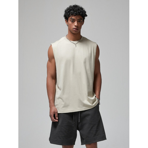 美式復古高街無袖坎肩寬肩速乾籃球運動健身涼感無袖T恤背心男潮