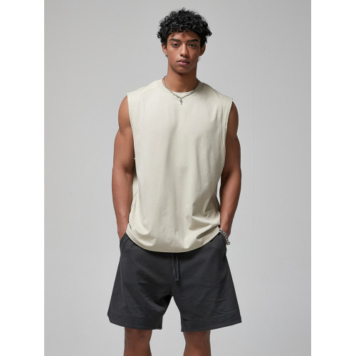 美式復古高街無袖坎肩寬肩速乾籃球運動健身涼感無袖T恤背心男潮