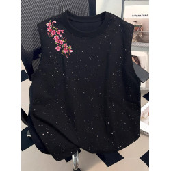 滿天星背心男女同款設計感小衆美式潮牌無袖坎肩夏季純棉圓領寬松