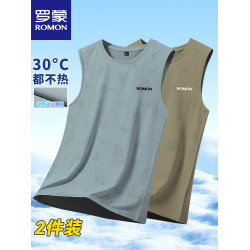 羅矇冰絲背心男士夏季新款運動休閒T恤戶外薄款圓領無袖訓練服男