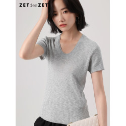 ZETdesZET/己也 2025春夏新款雙層領針織衫純色圓領打底衫女