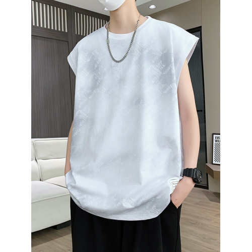 夏季新薄款無袖t恤男孩青少年初中學生漸變坎肩背心休閒運動上衣