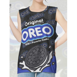 搞怪奧利奧夾心餅乾卡通塗鴉大碼速乾背心男裝女裝夏0017設 無界