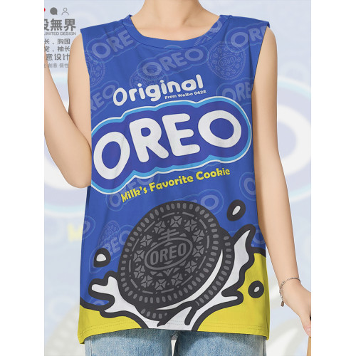 搞怪奧利奧夾心餅乾卡通塗鴉大碼速乾背心男裝女裝夏0017設 無界