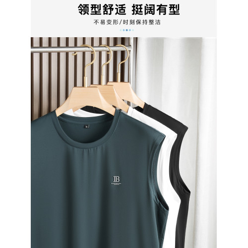 爸爸背心夏涼感莫代爾棉無袖寬肩t恤男加肥加大中年夏裝運動汗衫