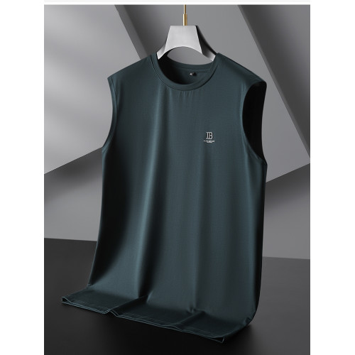 爸爸背心夏涼感莫代爾棉無袖寬肩t恤男加肥加大中年夏裝運動汗衫