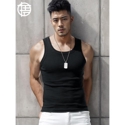 美式螺紋運動背心男士2025夏季新款彈力緊身健身跨欄純棉打底坎肩