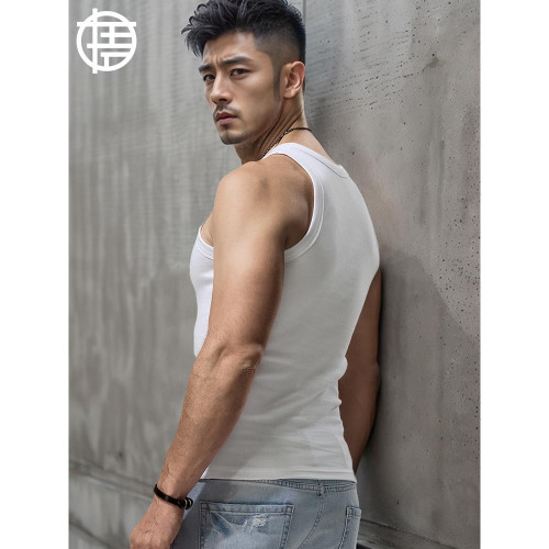 美式螺紋運動背心男士2025夏季新款彈力緊身健身跨欄純棉打底坎肩