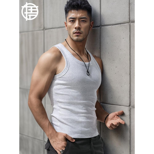 美式螺紋運動背心男士2025夏季新款彈力緊身健身跨欄純棉打底坎肩