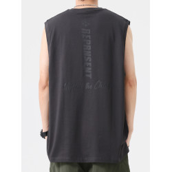 網紅無袖背心男夏季純棉健身訓練砍肩t恤男生青少年美式潮牌汗衫