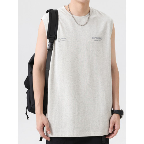 網紅無袖背心男夏季純棉健身訓練砍肩t恤男生青少年美式潮牌汗衫