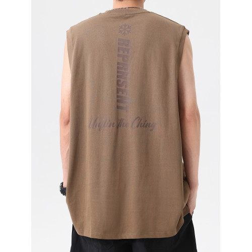 網紅無袖背心男夏季純棉健身訓練砍肩t恤男生青少年美式潮牌汗衫