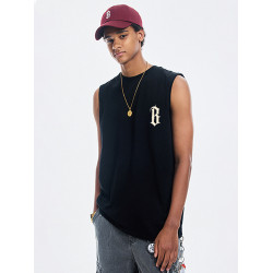 BONELESS BTW潮牌夏季重磅圓領無袖t恤背心男寬松舒適休閒上衣