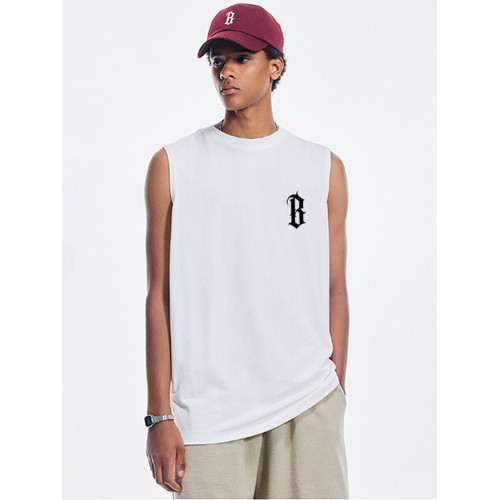 BONELESS BTW潮牌夏季重磅圓領無袖t恤背心男寬松舒適休閒上衣