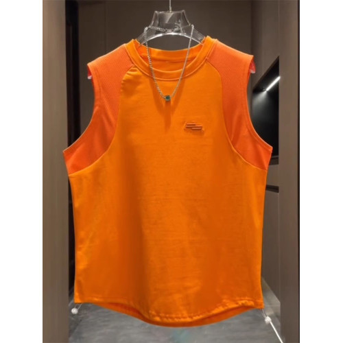 高級潮牌背心無袖T恤男士2025新款夏季網孔透氣運動坎肩汗衫男款